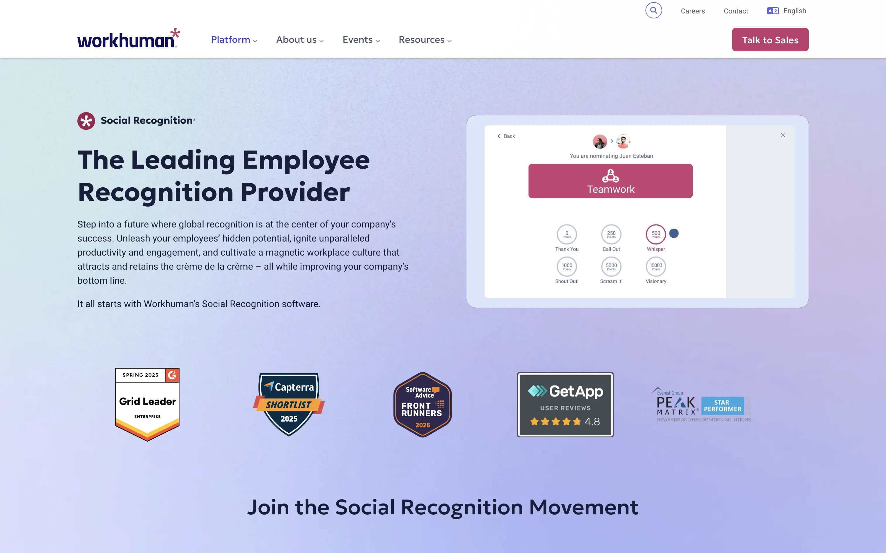Workhuman Social Recognition Platform